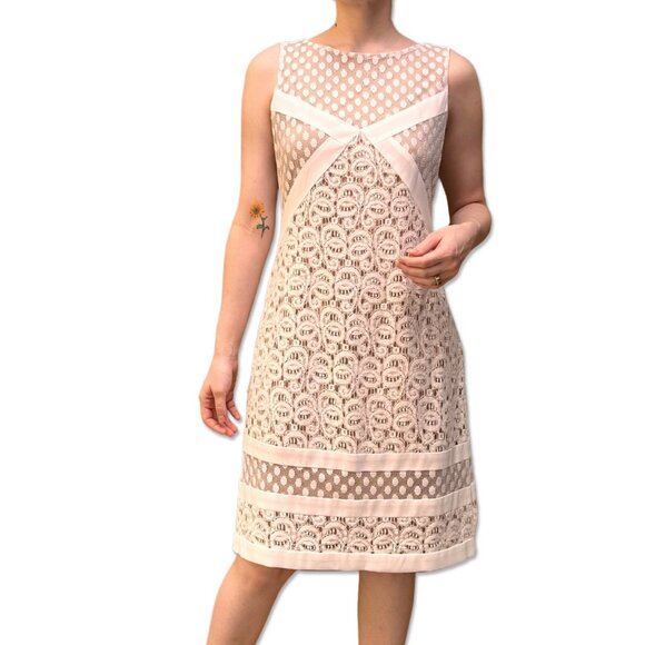Muse Ivory Lace Overlay Sheath Dress Women’s Size 6 Cocktail Wedding Guest - Picture 1 of 7